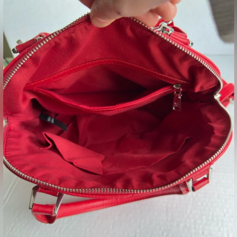 Badgley Mischka || Large Red Quilted/studded Crossbody Purse